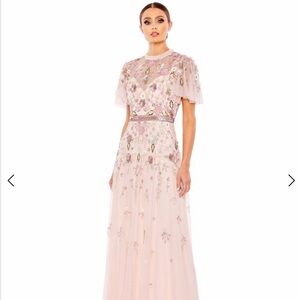 MAC DUGGAL Embellished High Neck Butterfly Sleeve Gown 9136